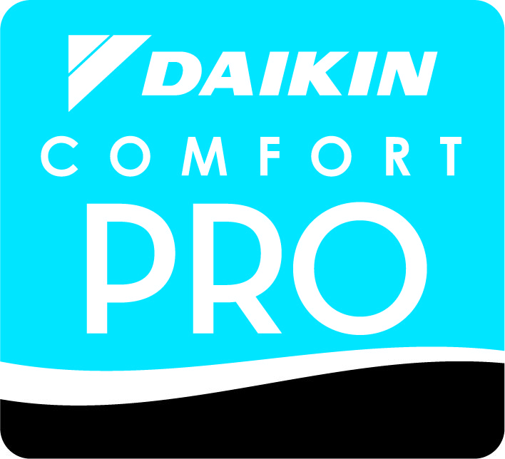 Daikin Comfort Pro logo in white on a blue background.